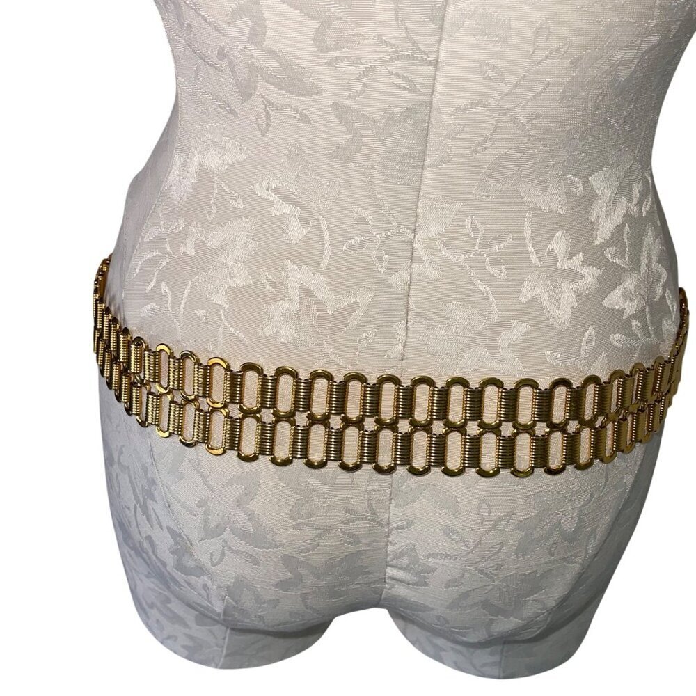 Vintage Womens Chain Belt One Size Metal Tiger Lion Elephant Head Waist Hip Rare - Picture 5 of 16